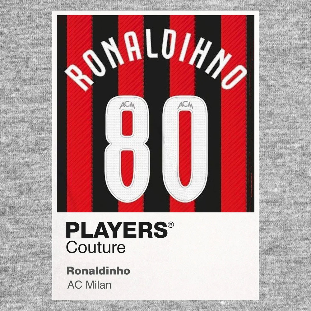 Ronaldinho 80 Football Shirt Frame Men's Hoodie – grey close-up detail shot of the Ronaldinho 80 Football Players Couture