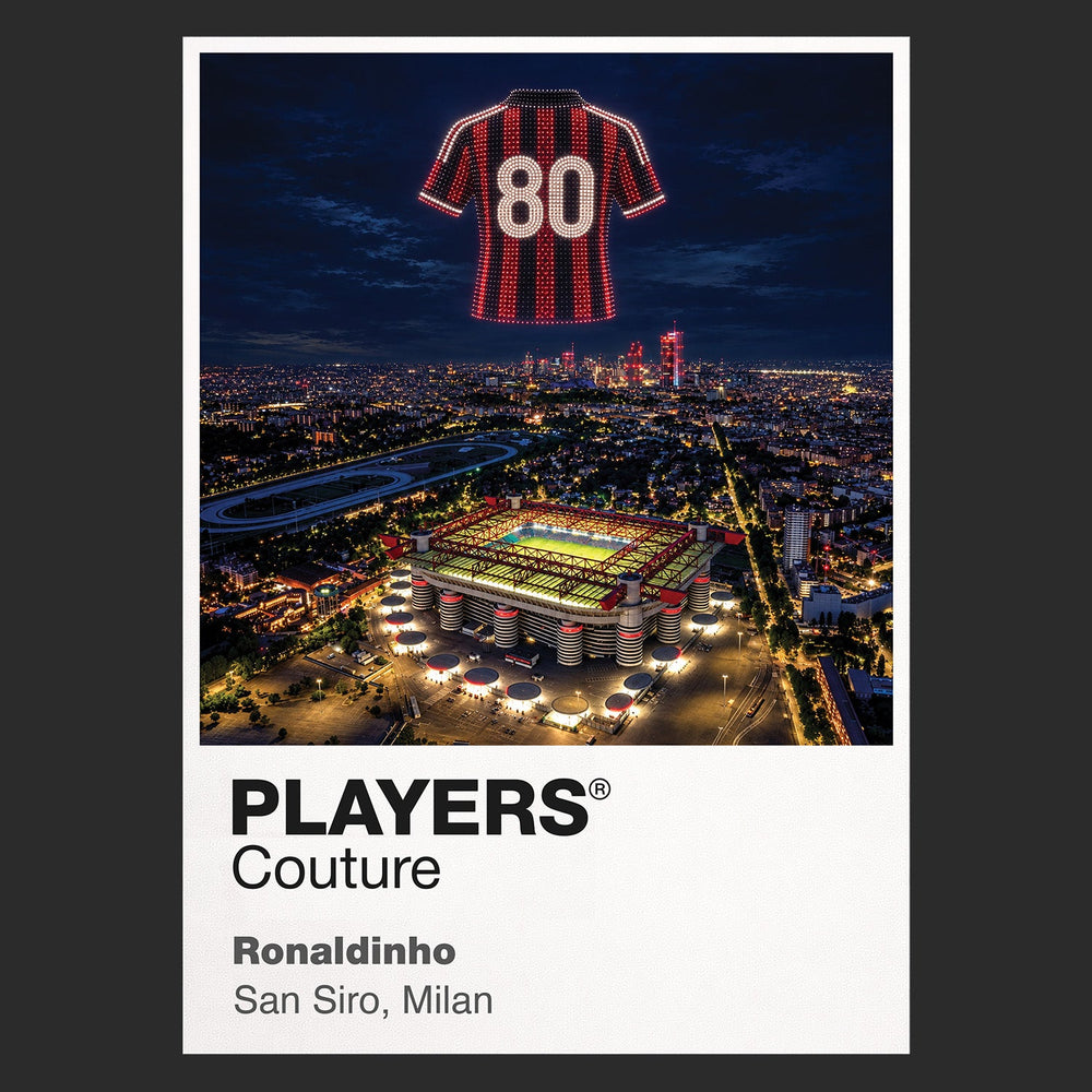 Ronaldinho AC Milan Icons in Lights Frame artwork in black
