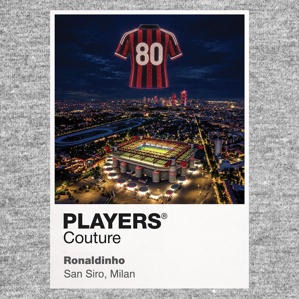Ronaldinho AC Milan Icons in Lights Frame artwork in grey