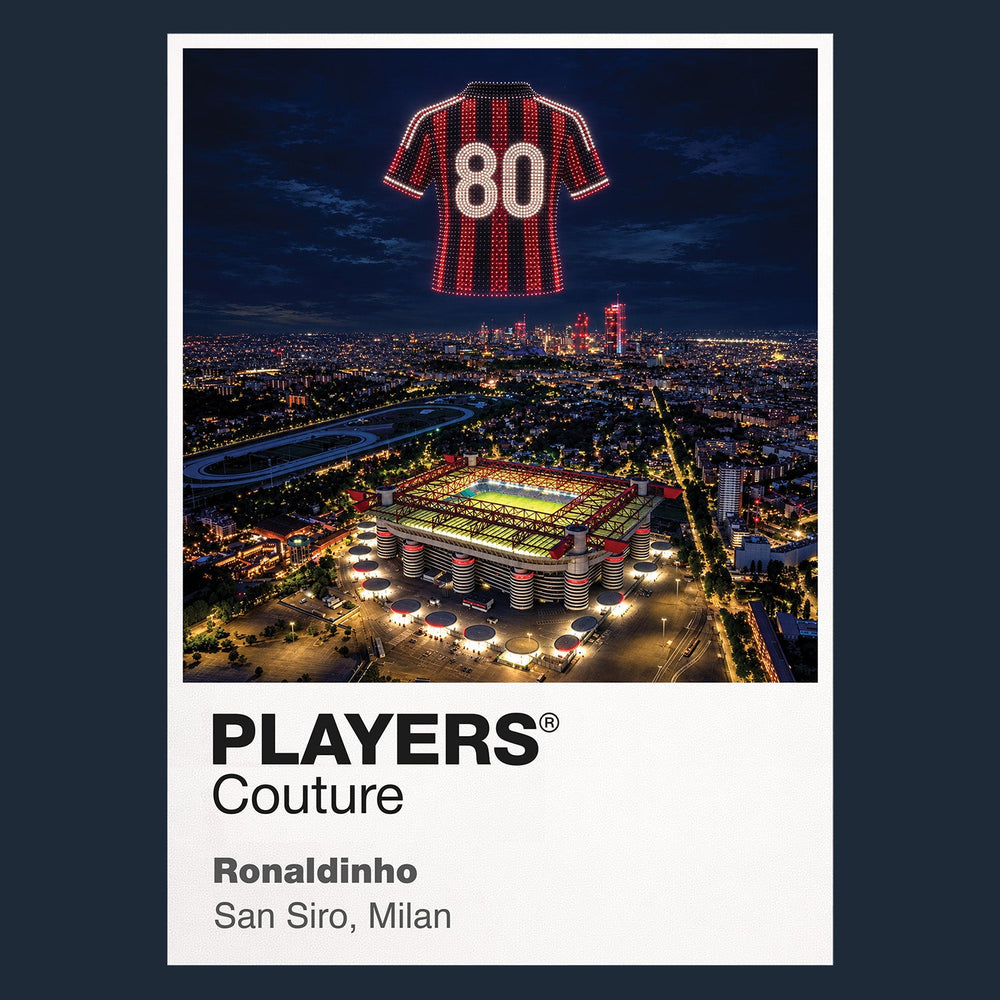 Ronaldinho AC Milan Icons in Lights Frame artwork in navy