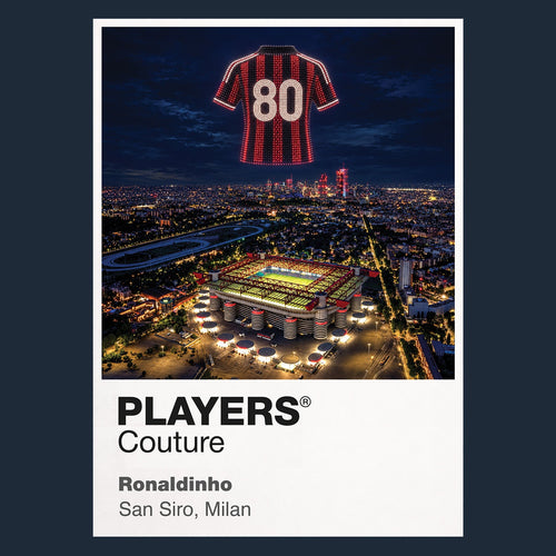 Ronaldinho AC Milan Icons in Lights Frame artwork in navy