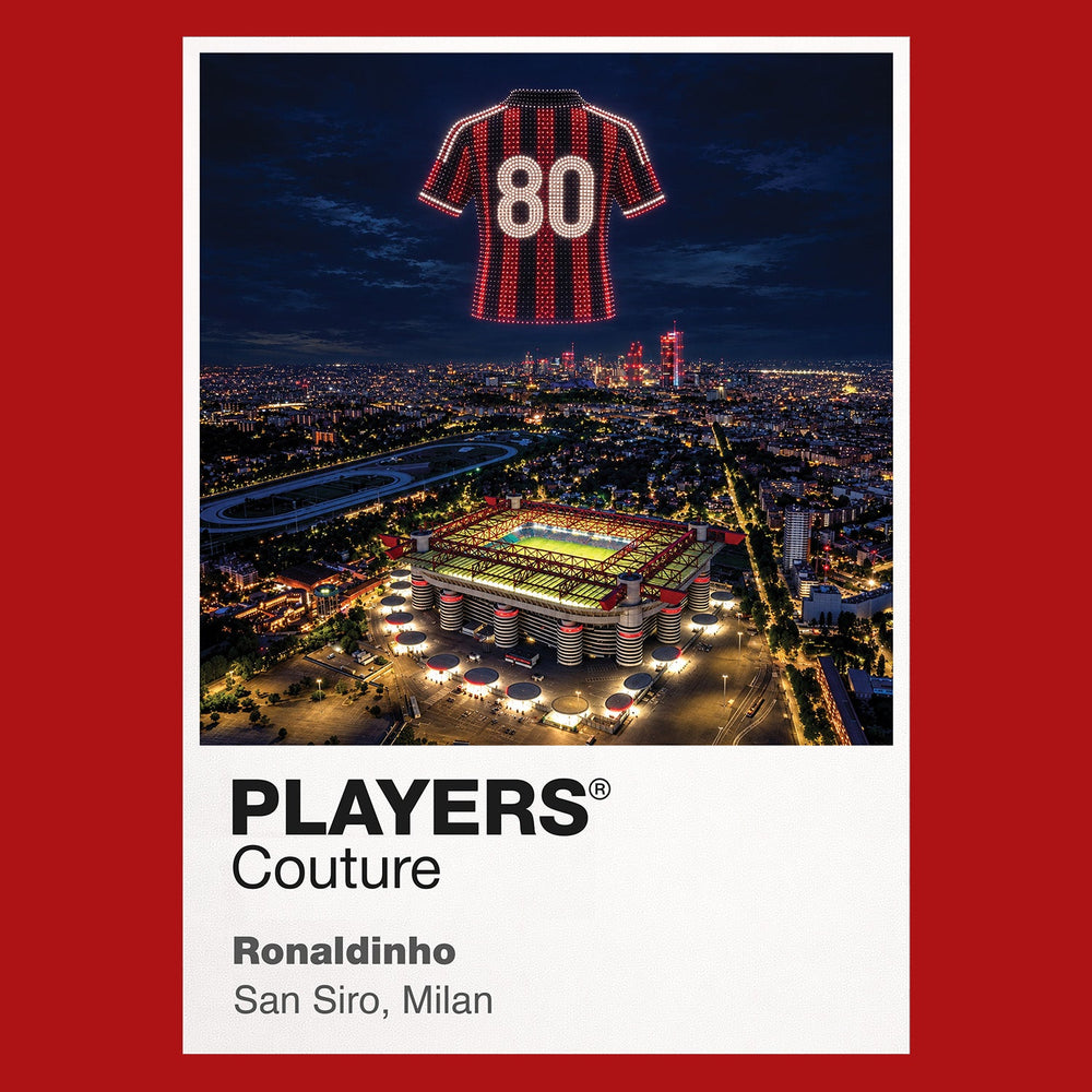 Ronaldinho AC Milan Icons in Lights Frame artwork in red