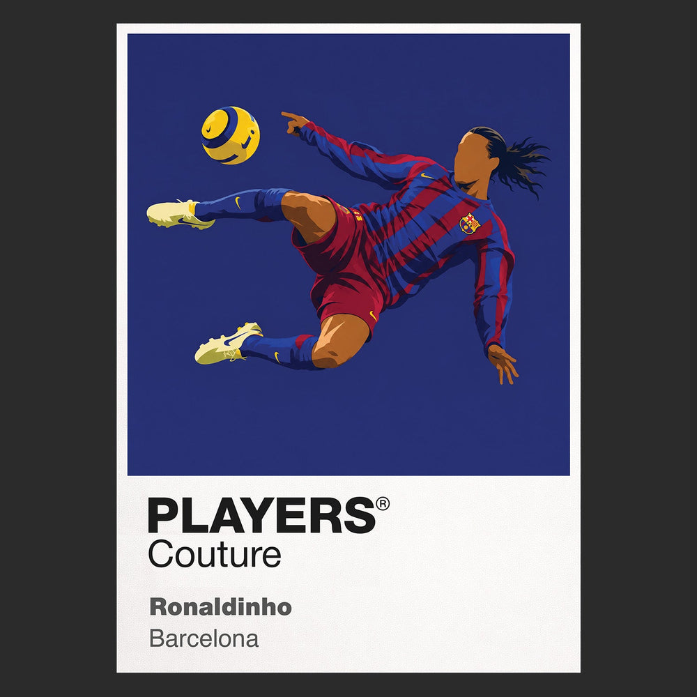 Ronaldinho Barcelona Icon Frame — Pantone-style player illustration art card