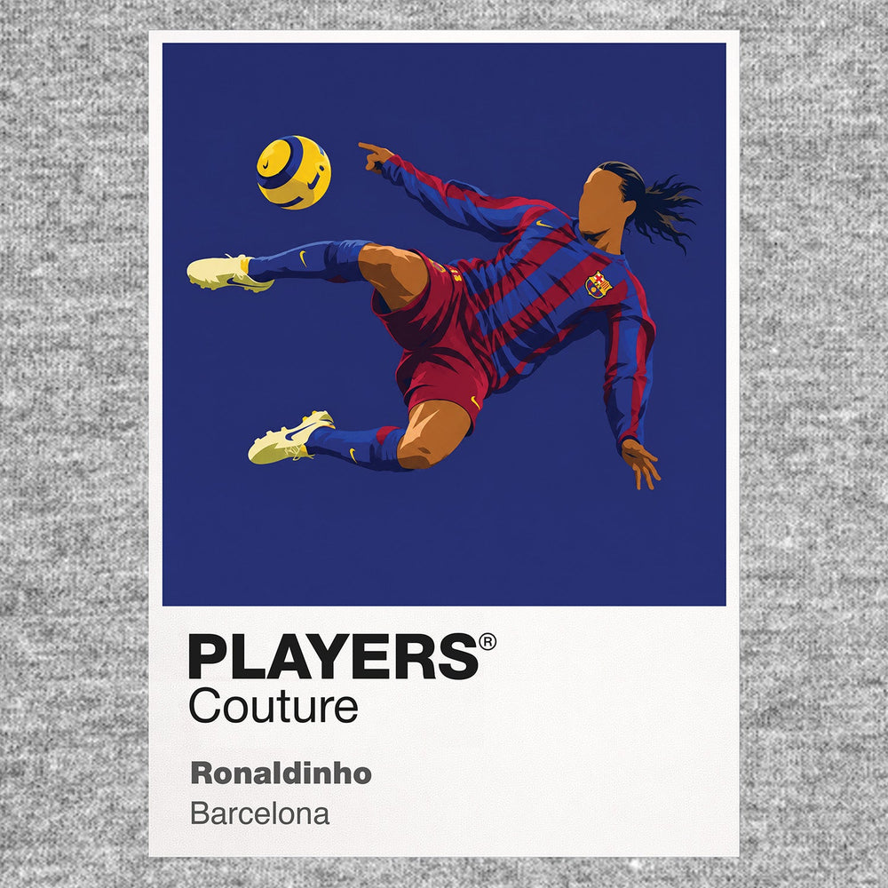 Ronaldinho Barcelona Icon Frame — Pantone-style player illustration art card