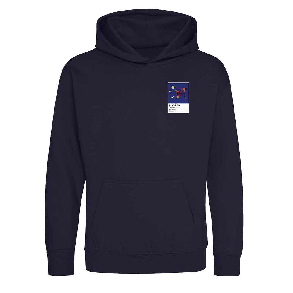 Ronaldinho Barcelona Icon Frame Kids Hoodie — Navy