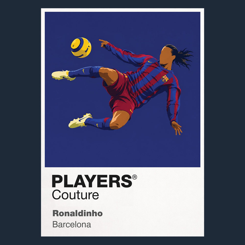 Ronaldinho Barcelona Icon Frame — Pantone-style player illustration art card