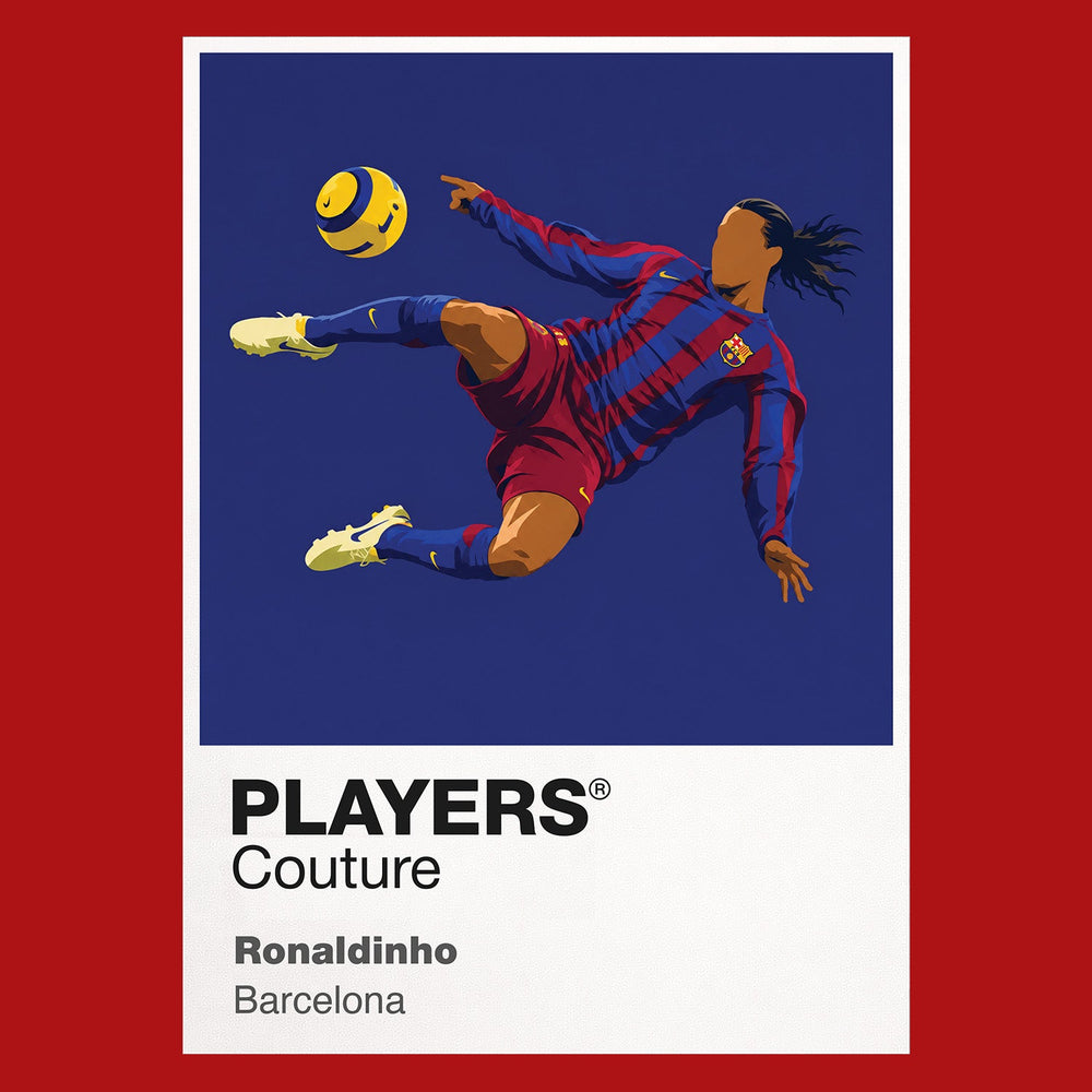 Ronaldinho Barcelona Icon Frame — Pantone-style player illustration art card