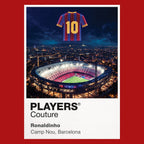 Ronaldinho Barcelona number 10 Icons in Lights Frame artwork in red