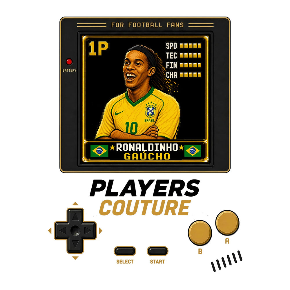Ronaldinho 1P 8-Bit t-shirt retro gaming design by Players Couture