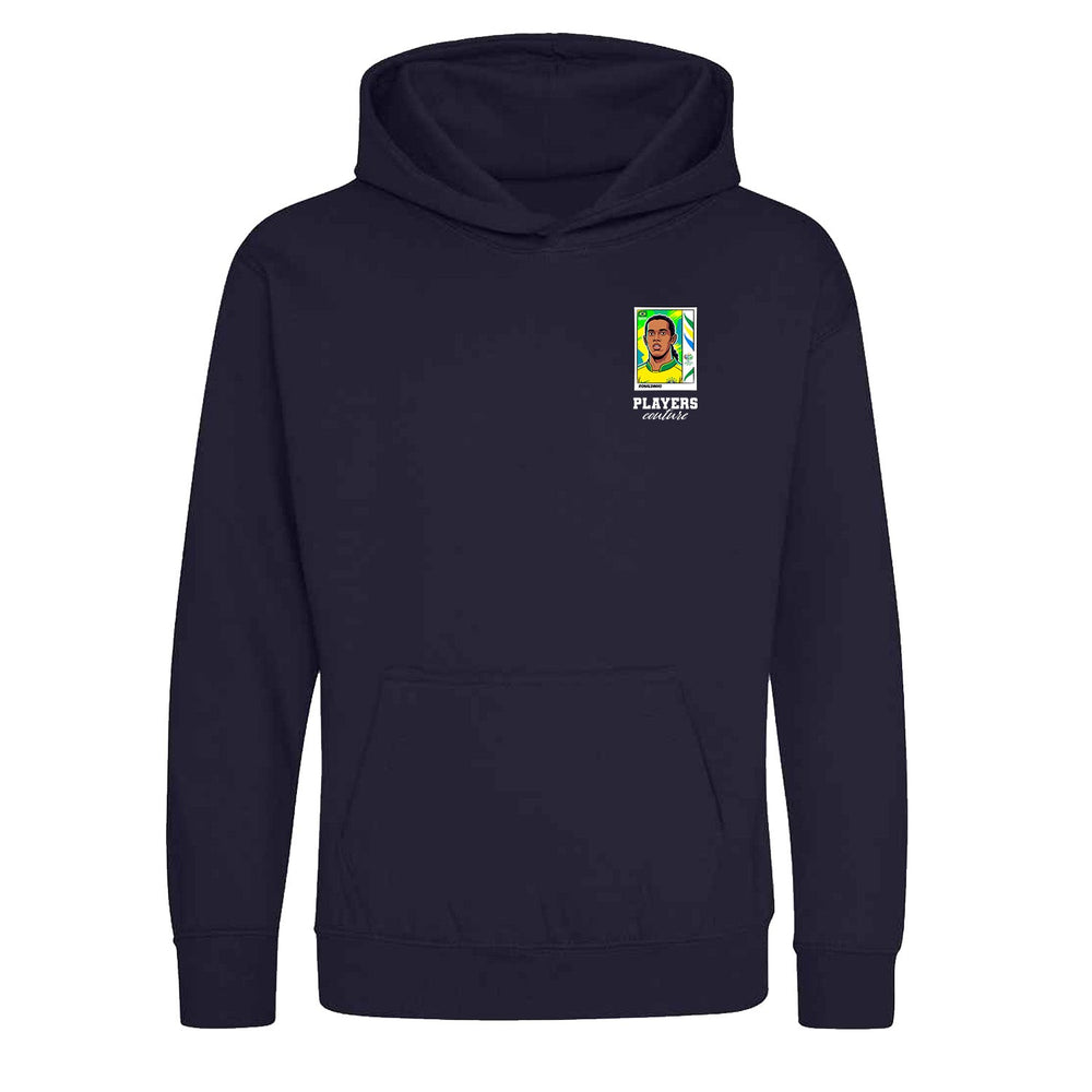 Ronaldinho World Cup Sticker Kids Hoodie – ronaldinho sticker kids navy hoodie Players Couture design
