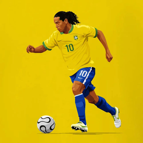 Ronaldinho Icon hoodie – yellow men's hoodie with black Ronaldinho Icon letters and Players Couture logo on the chest