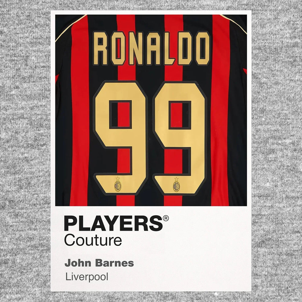 Ronaldo 99 Football Shirt Frame Men's Hoodie – grey close-up detail shot of the Ronaldo 99 Football Players Couture logo