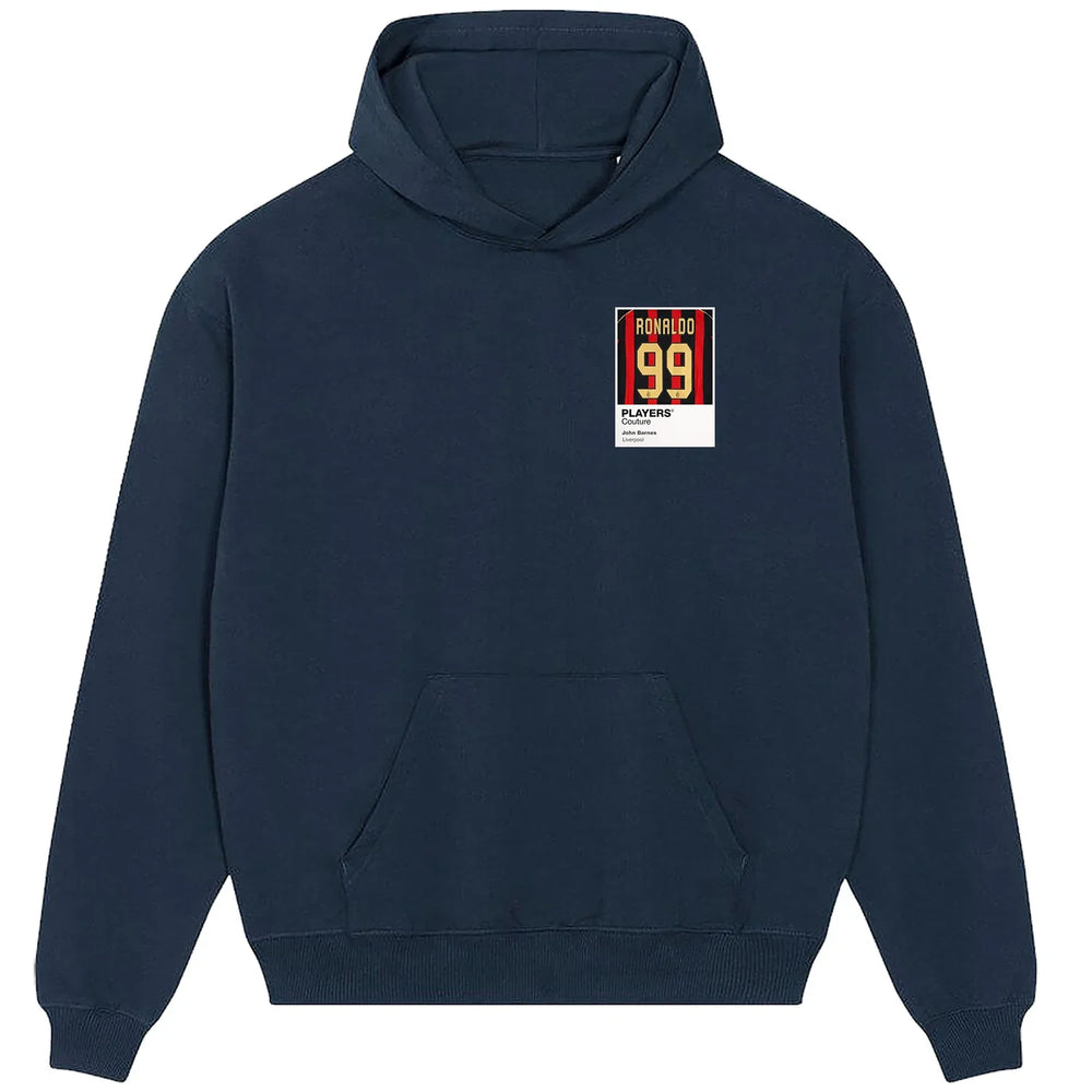 Ronaldo 99 Football hoodie – navy men's hoodie featuring the Ronaldo 99 Football Players Couture logo