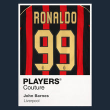 Ronaldo 99 Football Shirt Frame Men's Hoodie – navy close-up detail shot of the Ronaldo Players Couture logo design