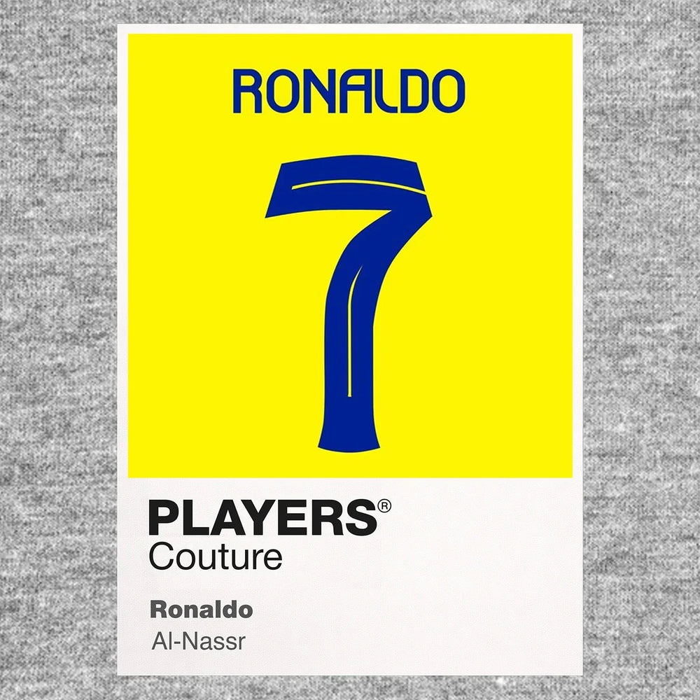 Ronaldo 7 Al-Nassr Football Shirt Frame Men's Hoodie – grey close-up detail shot of the Ronaldo 7 Al-Nassr Football Players