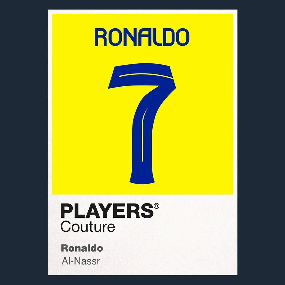 Ronaldo 7 Al-Nassr Football Shirt Frame Men's Hoodie – navy close-up detail shot of the Ronaldo 7 Al-Nassr Football Players