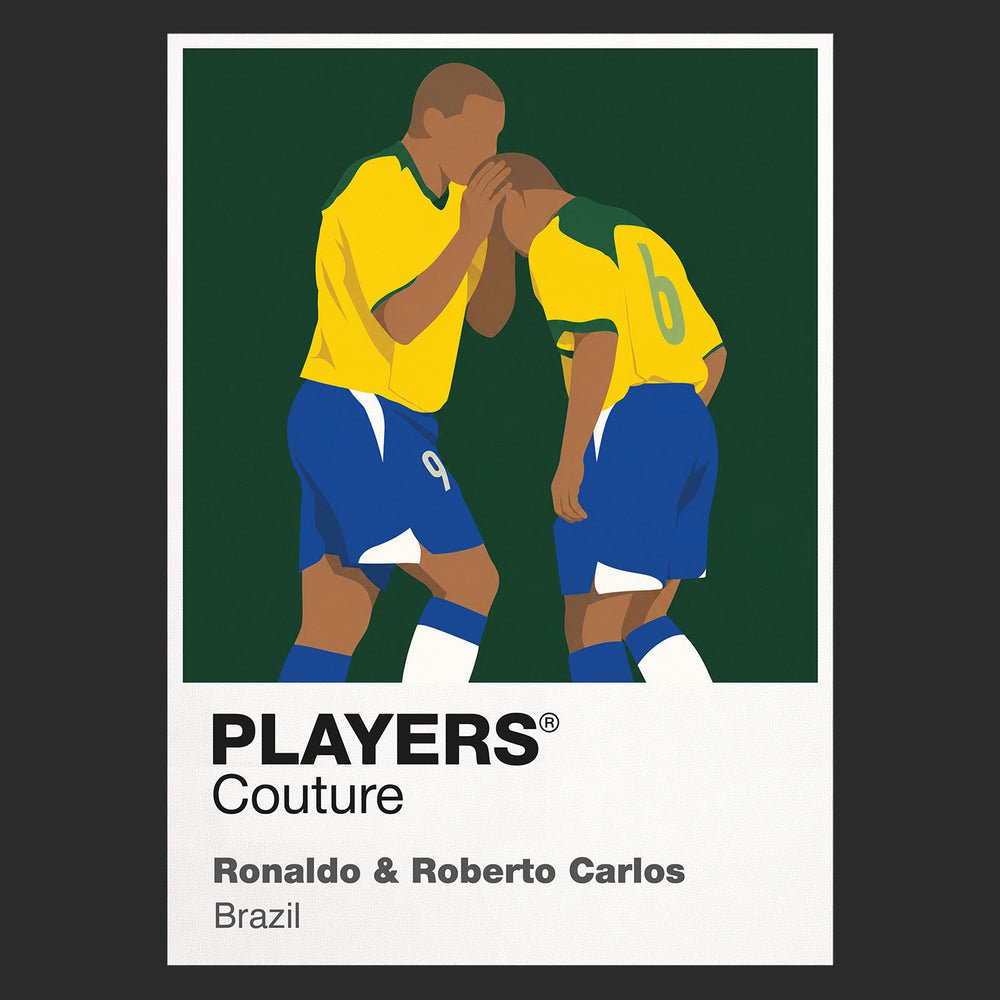 Ronaldo and Roberto Carlos Brazil black Icon Frame artwork detail