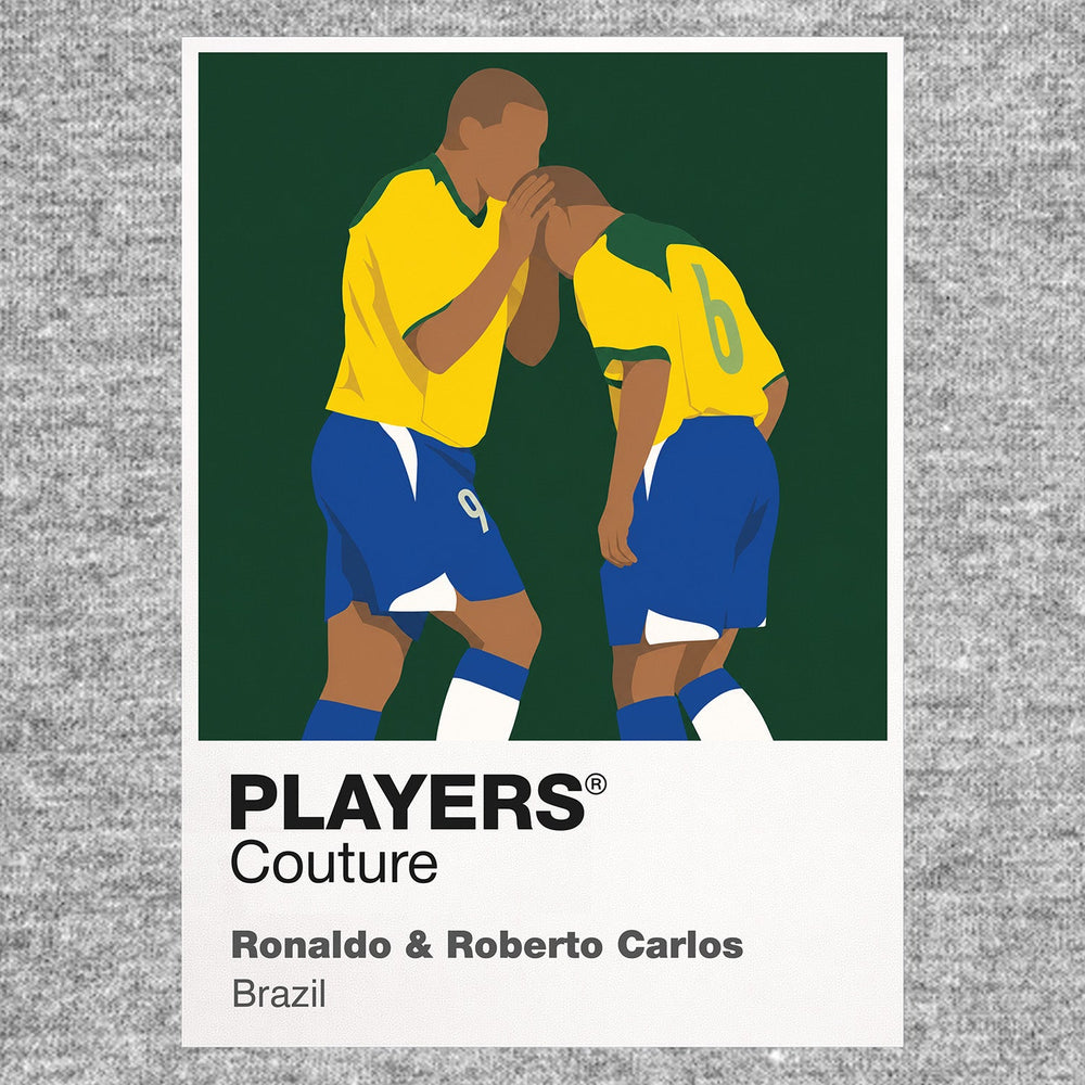 Ronaldo and Roberto Carlos Brazil grey Icon Frame artwork detail