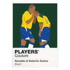 Ronaldo and Roberto Carlos Brazil white Icon Frame artwork detail