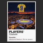 Ronaldo Brazil number 9 Icons in Lights Frame artwork in black