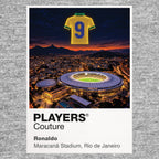 Ronaldo Brazil number 9 Icons in Lights Frame artwork in grey