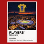 Ronaldo Brazil number 9 Icons in Lights Frame artwork in red