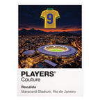 Ronaldo Brazil number 9 Icons in Lights Frame artwork in white