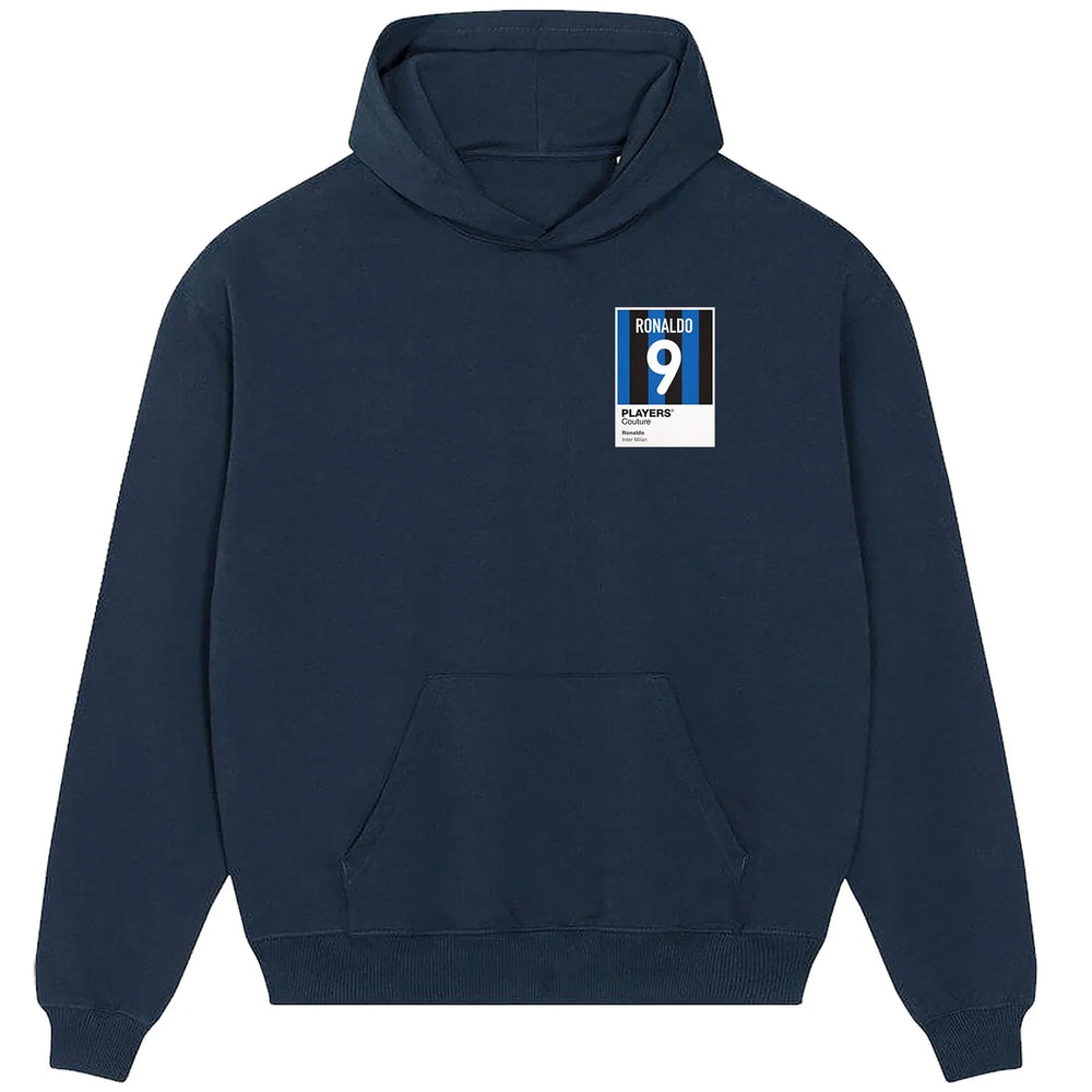 Ronaldo 9 Football hoodie – navy men's hoodie featuring the Ronaldo 9 Football Players Couture logo