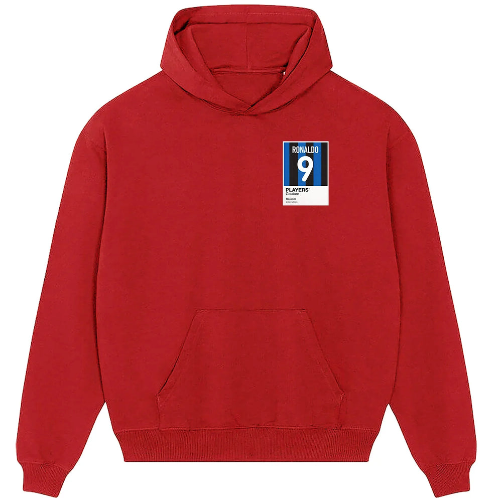 Ronaldo 9 Football hoodie – red men's hoodie featuring the Ronaldo 9 Football Players Couture logo