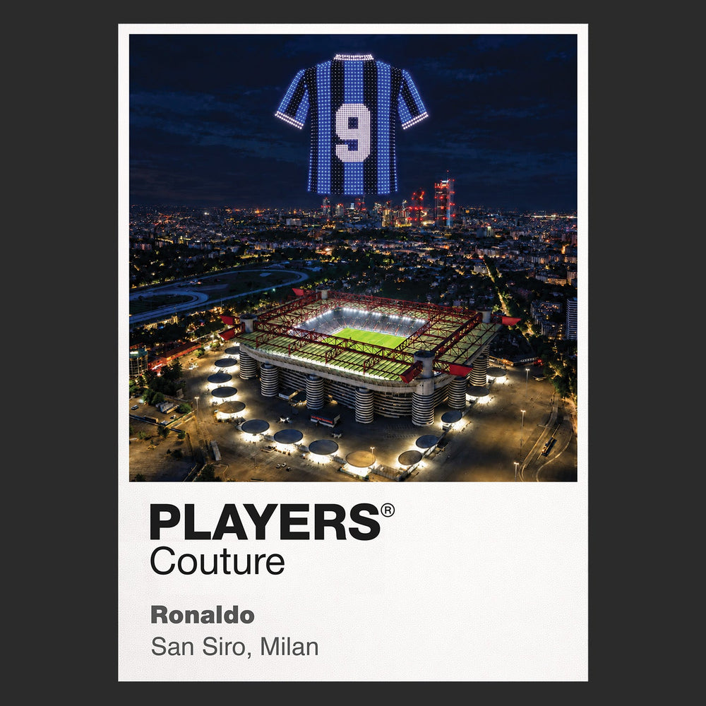 Ronaldo Inter Milan Icons in Lights Frame artwork in black