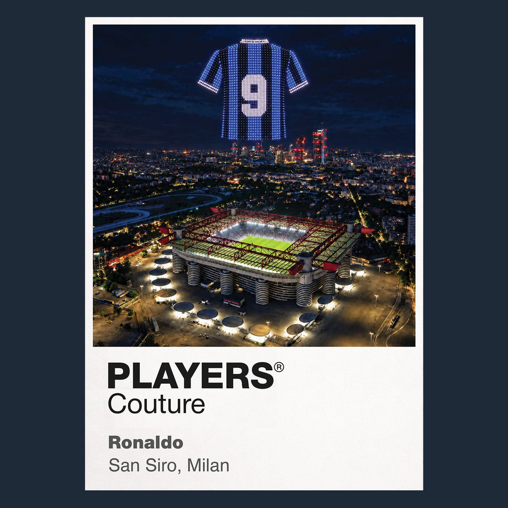 Ronaldo Inter Milan Icons in Lights Frame artwork in navy