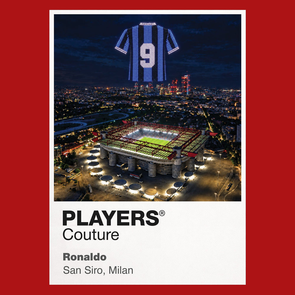Ronaldo Inter Milan Icons in Lights Frame artwork in red