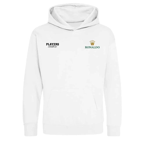 Ronaldo hoodie – white kids' hoodie featuring the Ronaldo Players Couture logo