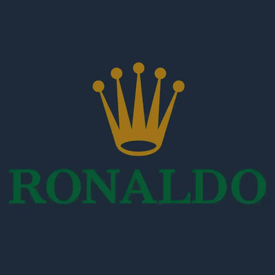Ronaldo Logo Kids Hoodie – navy close-up detail shot of the Ronaldo Players Couture logo design