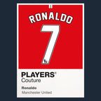 Ronaldo 7 Manchester United Football Shirt Frame Men's Hoodie – navy close-up detail shot of the Ronaldo 7 Manchester United