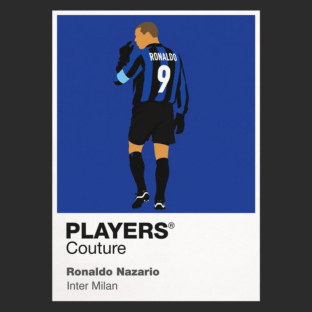 Ronaldo Nazario Inter Milan Icon Frame Kids T-Shirt — Black Artwork