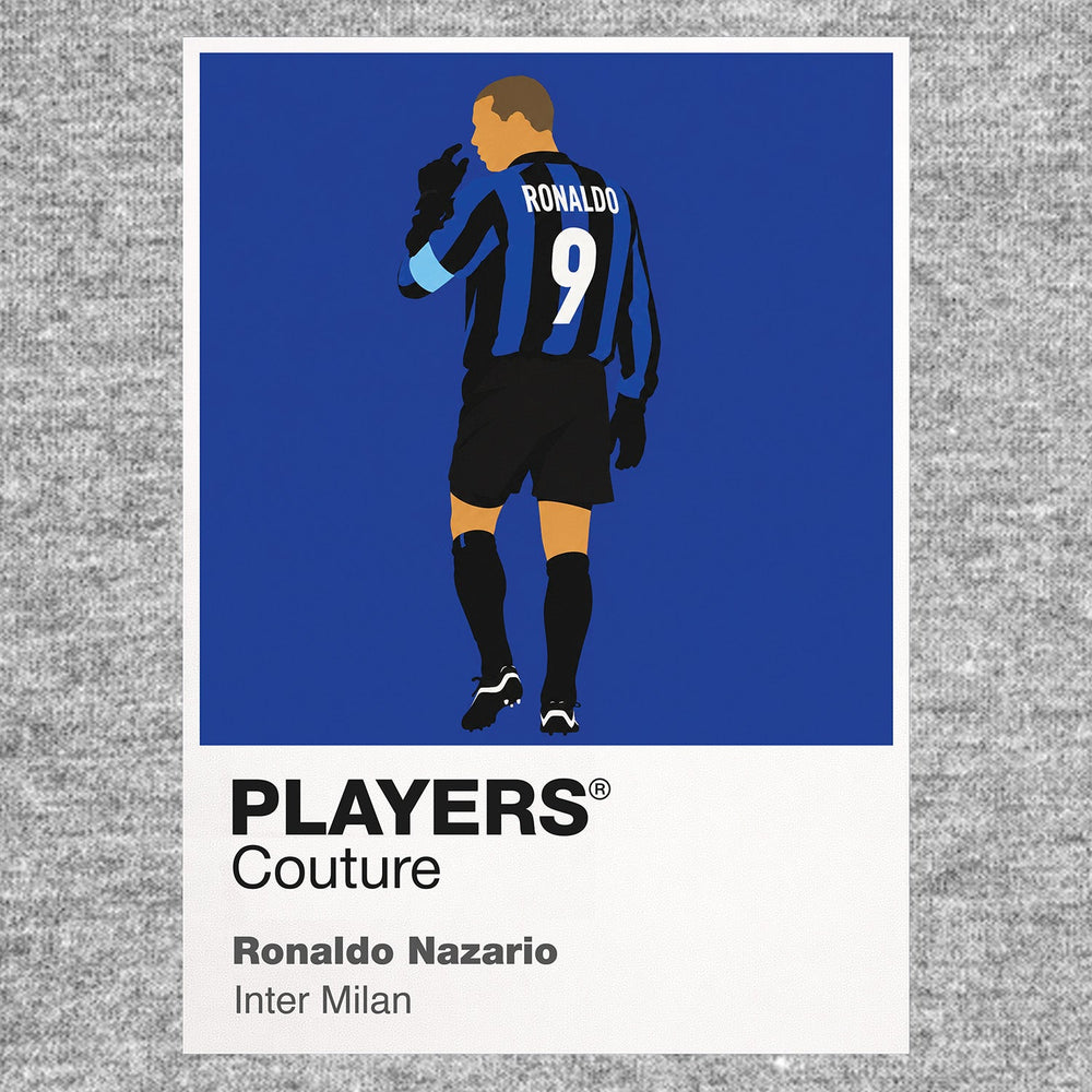 Ronaldo Nazario Inter Milan Icon Frame Kids Hoodie — Gray Artwork