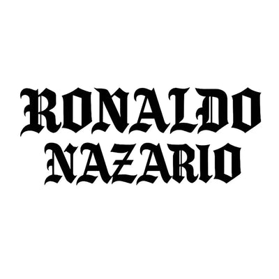 Ronaldo Nazario Logo Men's T-Shirt – white close-up detail shot of the Ronaldo Nazario Players Couture logo design
