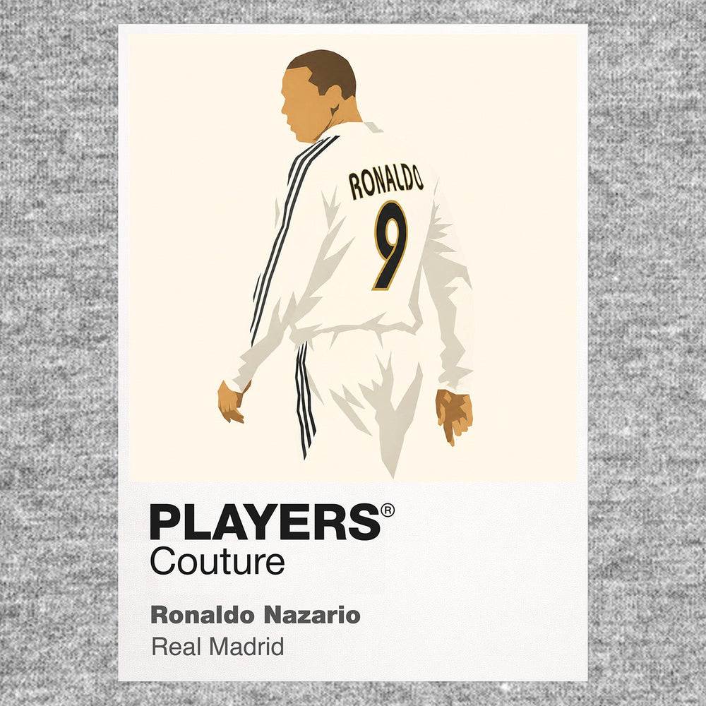 Ronaldo Nazario Real Madrid Icon Frame Kids T-Shirt — Gray Artwork