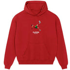 Cristiano Ronaldo hoodie – red men's hoodie with white Cristiano Ronaldo letters and Players Couture logo on the chest