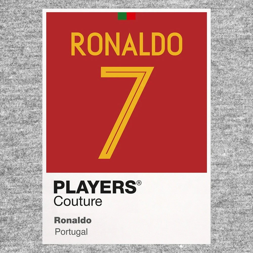 Ronaldo 7 Portugal Football Shirt Frame Men's Hoodie – grey close-up detail shot of the Ronaldo 7 Portugal Football Players