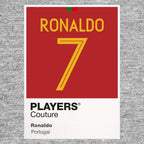 Ronaldo 7 Portugal Football Shirt Frame Men's Hoodie – grey close-up detail shot of the Ronaldo 7 Portugal Football Players