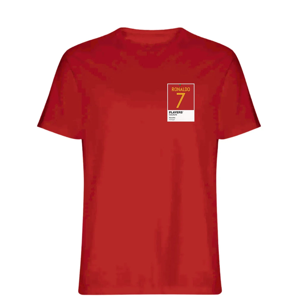 Ronaldo 7 Portugal Football t-shirt – red men's t-shirt featuring the Ronaldo 7 Portugal Football Players Couture logo