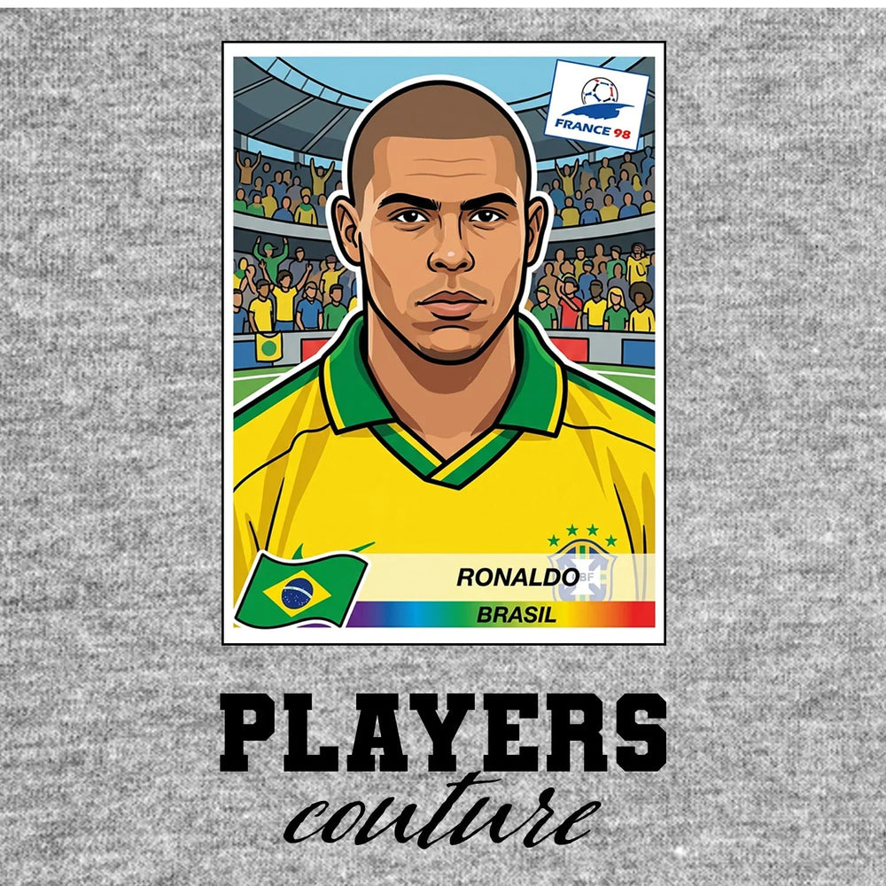 Ronaldo Nazario World Cup Sticker Kids T-Shirt – ronaldo r9 98 grey Players Couture design