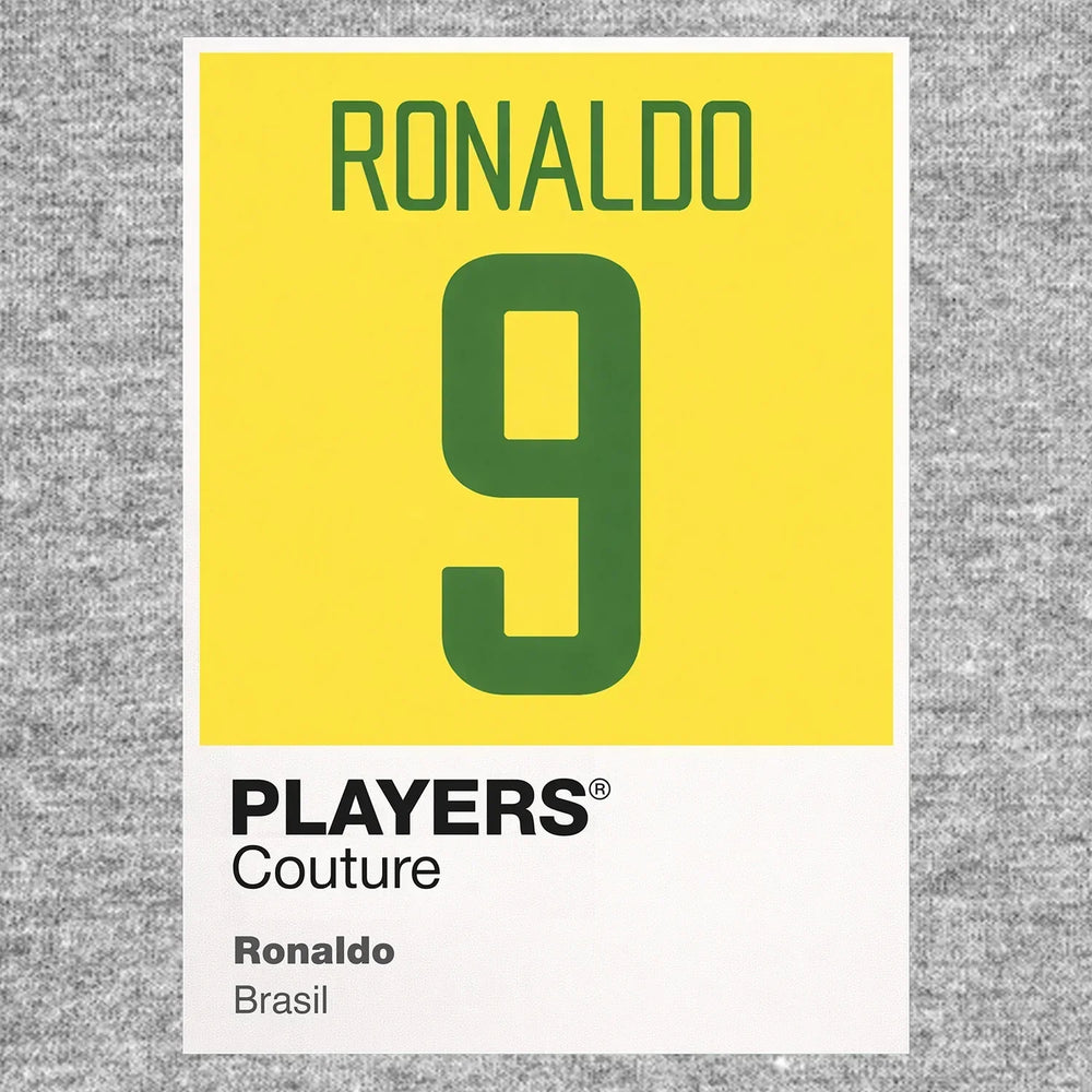 Ronaldo 9 Brazil Football Shirt Frame Men's Hoodie – grey close-up detail shot of the Ronaldo 9 Brazil Football Players