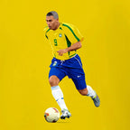 Ronaldo Nazario Icon hoodie – yellow men's hoodie with black Ronaldo Nazario Icon letters and Players Couture logo on the