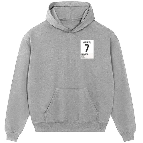 Ronaldo 7 Real Madrid Football hoodie – grey men's hoodie featuring the Ronaldo 7 Real Madrid Football Players Couture logo