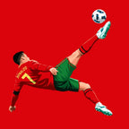 Ronaldo Overhead Kick Icon hoodie – red men's hoodie with white Ronaldo Overhead Kick Icon letters and Players Couture logo