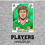 Ronnie Whelan World Cup Sticker Kids Hoodie – ronnie whelan grey Players Couture design