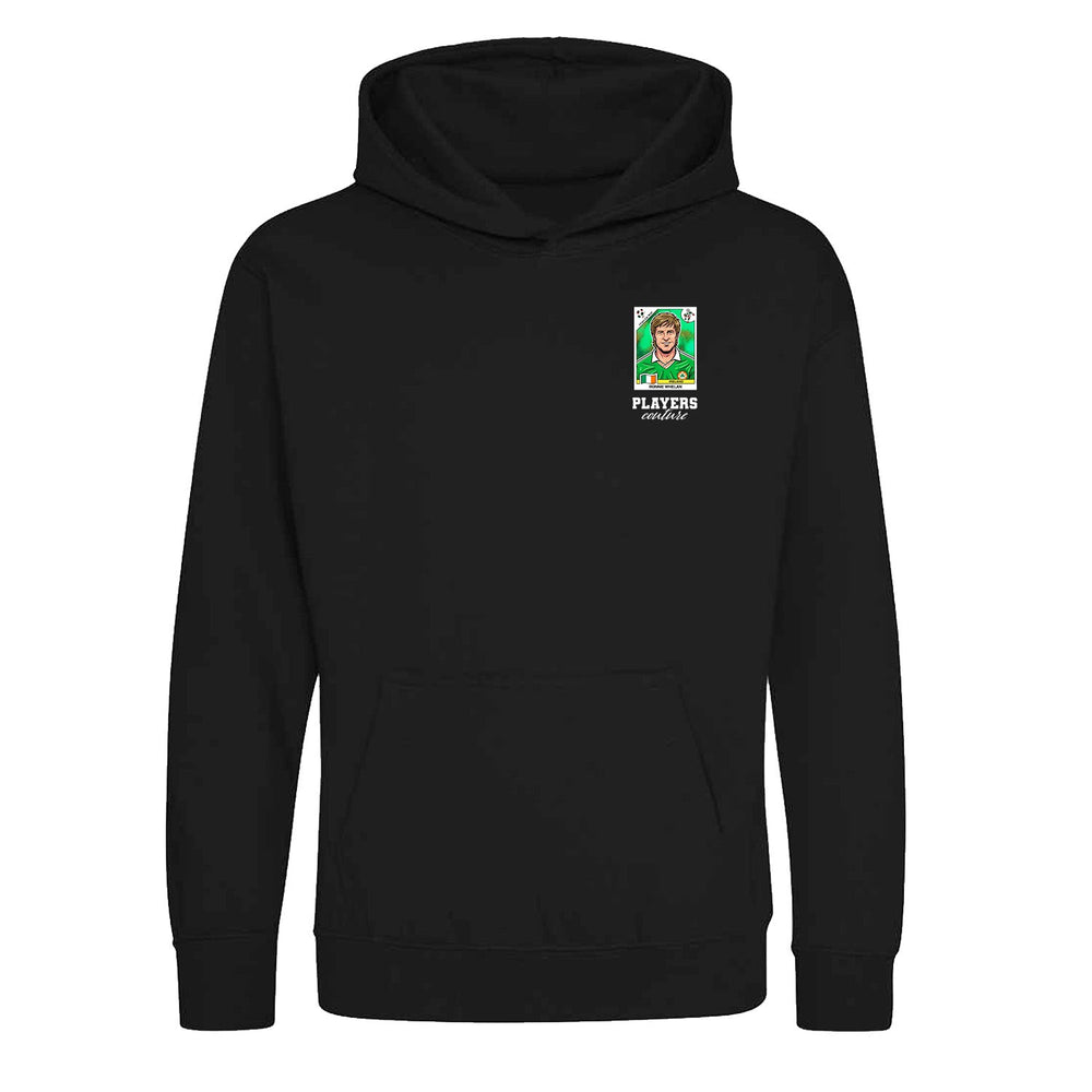 Ronnie Whelan World Cup Sticker Kids Hoodie – ronnie whelan sticker kids black hoodie Players Couture design